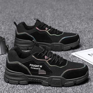Lettering Contrast Trim Lace Up Sneakers