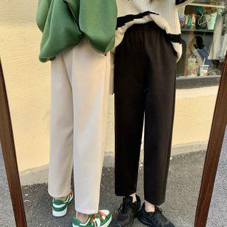 Plain Cropped Straight Leg Pants