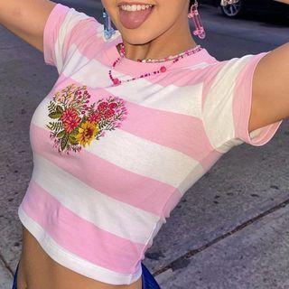 Striped Graphic Short Sleeve T-shirt