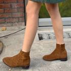 Oval-toe Suedette Ankle Boots