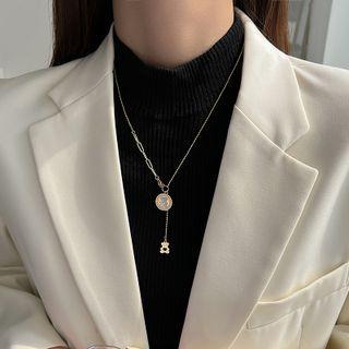 Bear Shell Pendant Stainless Steel Y Necklace Necklace - Gold - One Size