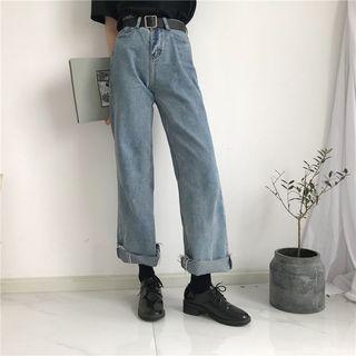 Roll-up Cropped Wide-leg Jeans