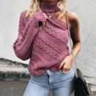 One Shoulder Cable-knit Sweater