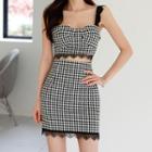 Set: Plaid Camisole Top + Pencil Skirt