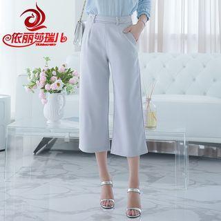 Cropped Plain Wide Leg Pants
