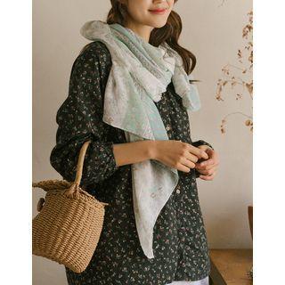 Floral Print Lightweight Scarf Mint Green - One Size