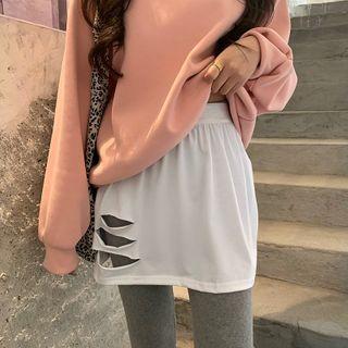 Plain Ripped/ Slited Mini Skirt