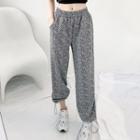 Houndstooth High-waist Wide-leg Sweatpants