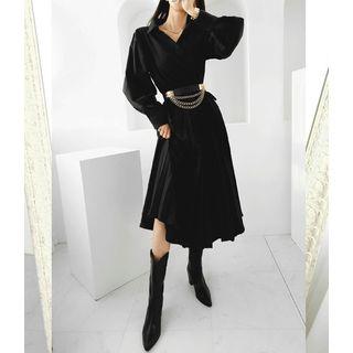 Pleated Tie-waist Shirtdress With Belt