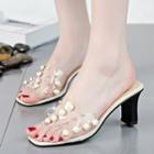 Faux Pearl Heel Slide Sandals