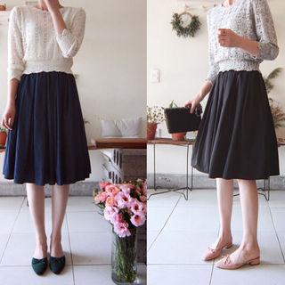 Band-waist Denim A-line Skirt