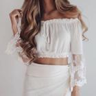 Off-shoulder Lace-panel Cropped Top