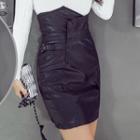 High Waist Faux Leather Mini Skirt