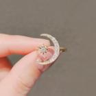 Rhinestone Moon Open Ring Ly1144 - Ring - Gold - One Size