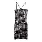 Halter Checkered Sheath Dress Black & White - One Size