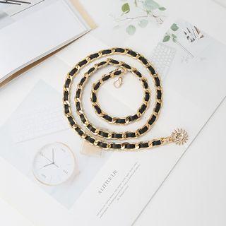 Faux Leather Chain Belt Black & Gold - One Size