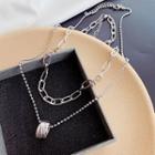 Alloy Layered Choker Necklace Silver - One Size