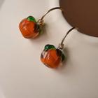 Orange Glass Dangle Earring A904 - 1 Pair - Orange - Gold - One Size