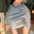 Ruffle Trim Mini Skirt Gray - One Size