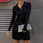 Knit Mini Sheath Shirtdress