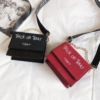 Chain Lettering Flap Crossbody Bag