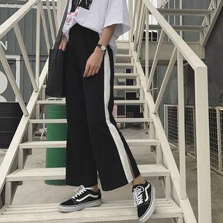 Cropped Wide-leg Slit-side Pants