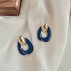 Geometric Stud Earring 1 Pair - 925 Silver Needle Earrings - Blue - One Size