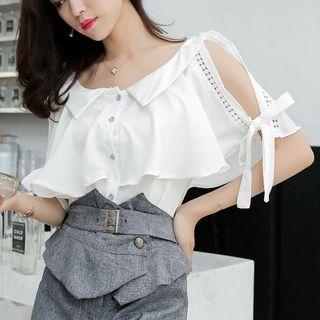 Cold Shoulder Short-sleeve Top / High Waist Shorts