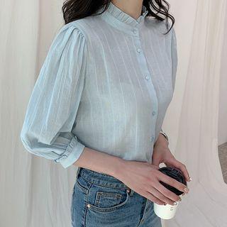 Frill-neck 3/4-sleeve Blouse