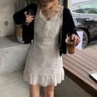 Spaghetti Strap Lace-up A-line Lace Dress