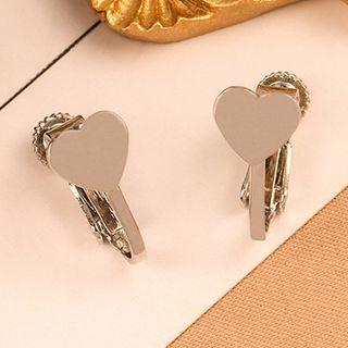 Heart Alloy Earring 1 Pair - Clip On Earring - Silver - One Size