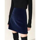 Velvet A-line Miniskirt