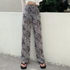 High-waist Zebra Straight-cut Pants