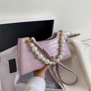 Pearl Crocodile Grain Shoulder Bag