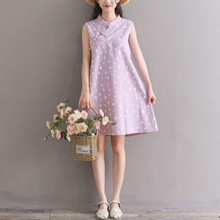 Sleeveless Printed A-line Qipao Dress