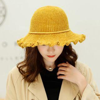 Ruffle Trim Corduroy Bucket Hat