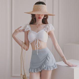 Drawstring Tankini Top / Swim Skirt / Swim Dress / Set