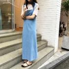 Plain Sleeveless Denim Dress