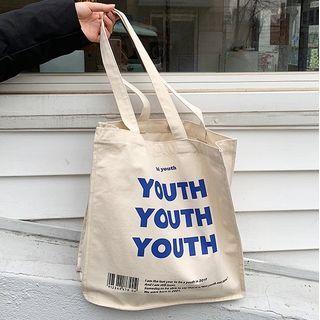 Lettering One-shoulder Canvas Shoulder Bag