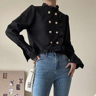 Plain Wood Ear Trim Shirt