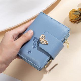 Faux Leather Butterfly Short Wallet