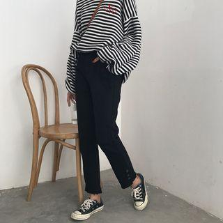 Regular-fit Slit-side Buttoned Jeans