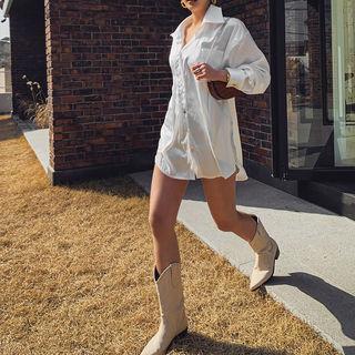 Dip-back Oversized Satin Blouse