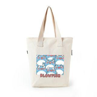 Canvas Fish Print Shopper Bag