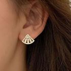 Fan Rhinestone Earring 1 Pair - Gold - One Size