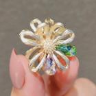 Flower Faux Crystal Hair Clip Ly592 - Green & Yellow - One Size