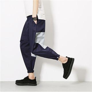 Cropped Color Panel Harem Pants