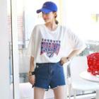 Letter-printed Oversized T-shirt Ivory - One Size