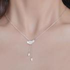 Sterling Silver Rhinestone Leaf Necklace Silver - One Size