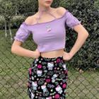 Puff-sleeve Fruit Accent Top